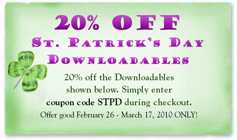 20% OFF Select Sewing & Quilting CDs. 3 DAYS ONLY! 20% off the CDs / Downloadable Collections shown below. Simply enter coupon code VLE9 during checkout. Offer good January 30, 2008 - February 1, 2009 ONLY!