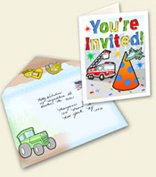 Invitation - Fire Truck - Card & Envelope Downloadable