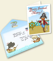 Pirate Invitation - Pirate Captain - Card & Envelope Downloadable