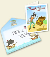 Pirate Thank You - Buried Treasure - Card & Envelope Downloadable