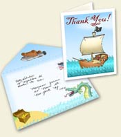 Pirate Thank You Note - Pirate Ship - Card & Envelope Downloadable